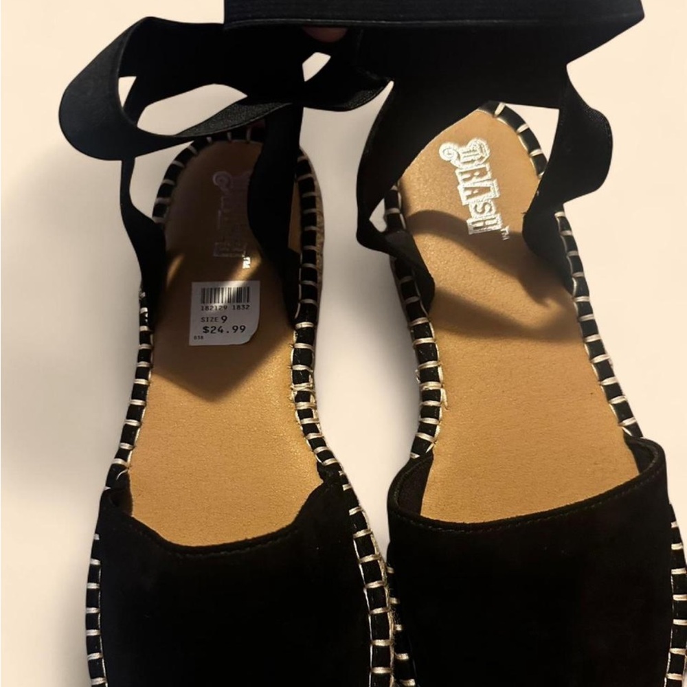 Brash women’s faux suede espadrille ankle strap flats - Picture 2 of 3
